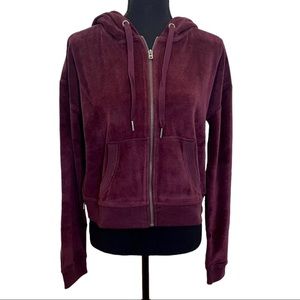 NWT - Aeropostale Burgundy Maroon Velour Full-Zip Hoodie Y2K Junior’s Medium